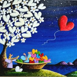 Love Sparkles Us As Star Shines & Spring Blossoms<br> 73x91cm(33)<br> Acrylic On Canvas <br> 2023