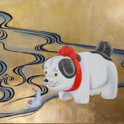 SOLD <br>汪汪<br> Puppy Grow Up<br> 38.5x46.5cm (9)<br> 紙本設色、金屬箔Colour On Paper & Metallic Foil <br> 2023